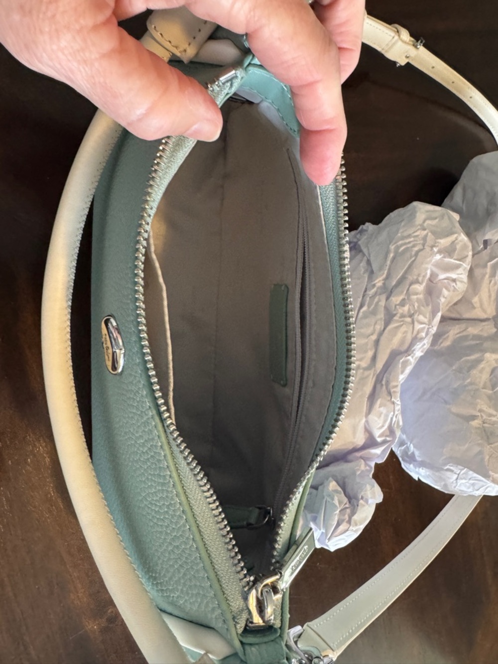 Kate Spade Kayla Pebbled Leather Shoulder Bag with Cream Trim - Picture 7 of 7